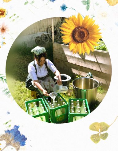 Manuela beim Abfüllen