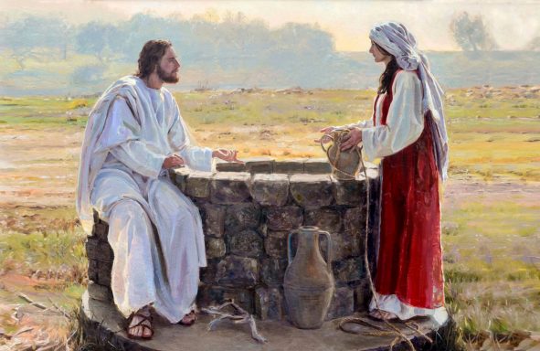 Jesus spricht mit einer Frau am Brunnen